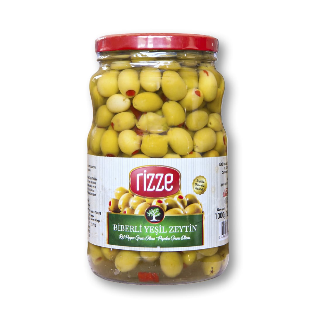 BİBERLİ YEŞİL ZEYTİN 1000 GR